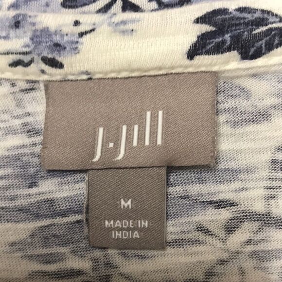 J.Jill White & Blue Floral Long Sleeved Top Size Medium - Picture 5 of 7